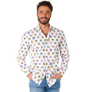 OppoSuits Men's Official Pok�mon Shirts - Pixel Pok�mon - White - Size M - 1 of 4