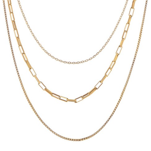 Anna-Kaci Women's Stainless Steel Multi-Layer Necklace with 18K Gold Plating, Adjustable Length, Modern and Versatile Chain Design-Gold - image 1 of 3