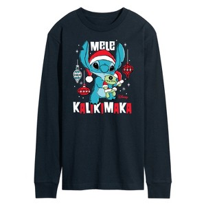 Men's - Lilo and Stitch - Mele Kalikimaka Long Sleeve Graphic T-Shirt - 1 of 3