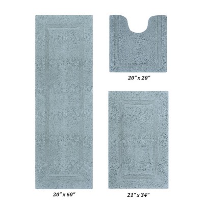 Lux Premium 100% Cotton  Ultra-Soft Tufted Solid Reversible 3 Piece Bath Rug Set, Water-Absorbent, Durable, Machine Washable Bathroom Rug