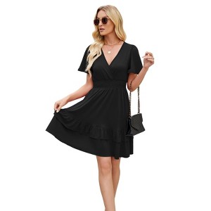 green emerald velvet dress Newshows Sundress for Women 2026 Cocktail Halter Teacher Business Casual Outfits  Black Dresses Beach Vacation Ruffle Belted Summer Dresses with Pockets(Black,  S) at Amazon Women's Clothing store main image 0