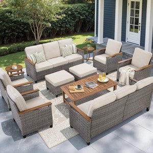 Buenhomino Outdoor PE Wicker Furniture Set – Modular Chairs, Sofas, Ottomans & Tables with All-Weather Cushions for Patio, Garden, Deck & Porch - 1 of 4