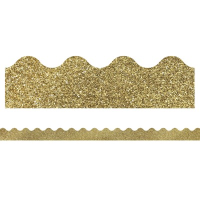 Carson Dellosa Education Sparkle + Shine Gold Glitter Scalloped Border, 39 Feet (Pack of 6)