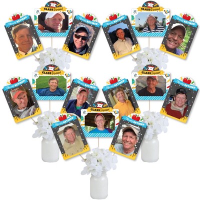 Big Dot of Happiness Teacher Retirement - Happy Retirement Party Picture Centerpiece Sticks - Photo Table Toppers - 15 Pieces