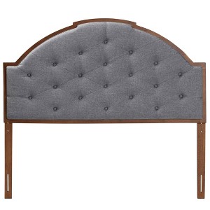 Baxton Studio Baxton Studio Madeline Fabric and Wood Headboard Gray/Walnut Brown - 1 of 4