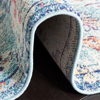 Madison Navy and Light Blue Synthetic Runner Rug, 2'2" x 6'