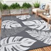 Modern Tropical Leaf Outdoor Rug Waterproof Plastic Straw Rug, UV-Resistant Reversible Mat for Camping RV Porch - 3 of 4