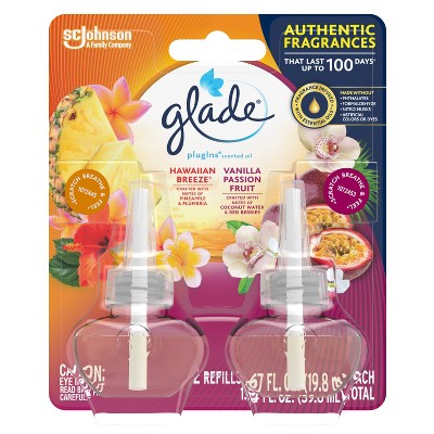 Glade PlugIns Scented Oil Hawaiian Breeze & Vanilla Passion Fruit Refill - 1.34oz/2ct