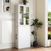 HDZNVF 70.87 inch H Display Tall Storage Office Cabinets, 4 Tier Multi-Functional Storage Shelf & 2 Glass Doors, White - 2 of 4