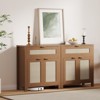 Buffet Cabinet with 2 Doors and Drawer, Large Coffee Bar Table Rattan Sideboard Cabinet with Adjustable Shelves, Coffee Bar Station Table for Kitchen - 2 of 4