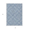 Blue And Ivory Geometric Washable Indoor Outdoor Area Rug - 3 of 4
