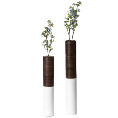 Uniquewise Elegant Decorative Tall Trumpet Shape Floor Vase in Brown Sleek Tall Floor Vase for Living Room, Entryway, or Dining Room