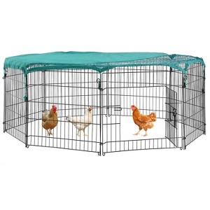 FDW Large Metal Chicken Coop Pet Playpen with Waterproof Cover Outdoor Walk-in Poultry Cage Outdoor Backyard Farm Cage - 1 of 4