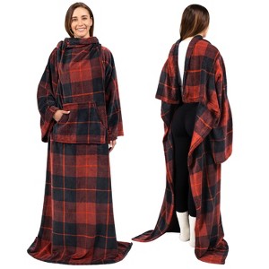 PAVILIA Fleece Wearable Blanket with Sleeves, Warm Cozy Soft Functional Lightweight Sleeved Throw Adults Men Women - 1 of 4