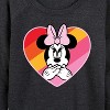 Women's - Disney - Minnie Mouse Rainbow Heart Lightweight French Terry Wide Neck Long Sleeve Shirt - 2 of 4