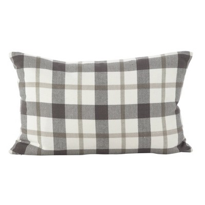 gray plaid throw pillow