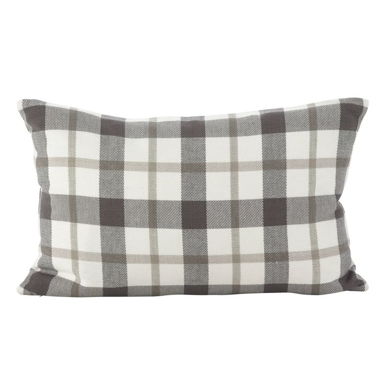 Plaid Down Filled Throw Pillow Gray - Saro Lifestyle, 1 of 7