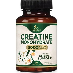 Creatine Monohydrate Capsules 3000mg – Best Micronized Creatine Powder - Supports Lean Muscle, Strength, Energy, & Endurance - 60 Capsules - 1 of 4