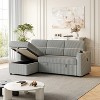 VYNXARIA 85 Inches Corduroy Sofa Bed,3 Seater Sleeper Sofa with Storage Chaise,Pull Out Couch£¬LIGHT GRAY - 4 of 4