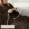 Catalonia Adult Wearable Fleece Blanket Snuggie with Foot Pockets, Super Soft Micro Plush Wrap Blanket Long Robe Loungewear, Cozy Gift for Woman Man - 3 of 4