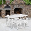 Emma and Oliver Commercial Grade Rectangular White Metal Indoor-Outdoor Table Set-4 Arm Chairs - 2 of 4