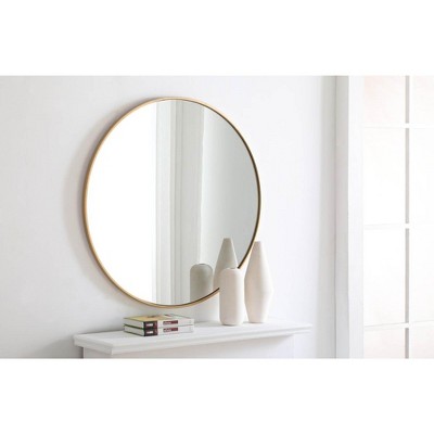 36" Gold Round Metal Bathroom Vanity Mirror