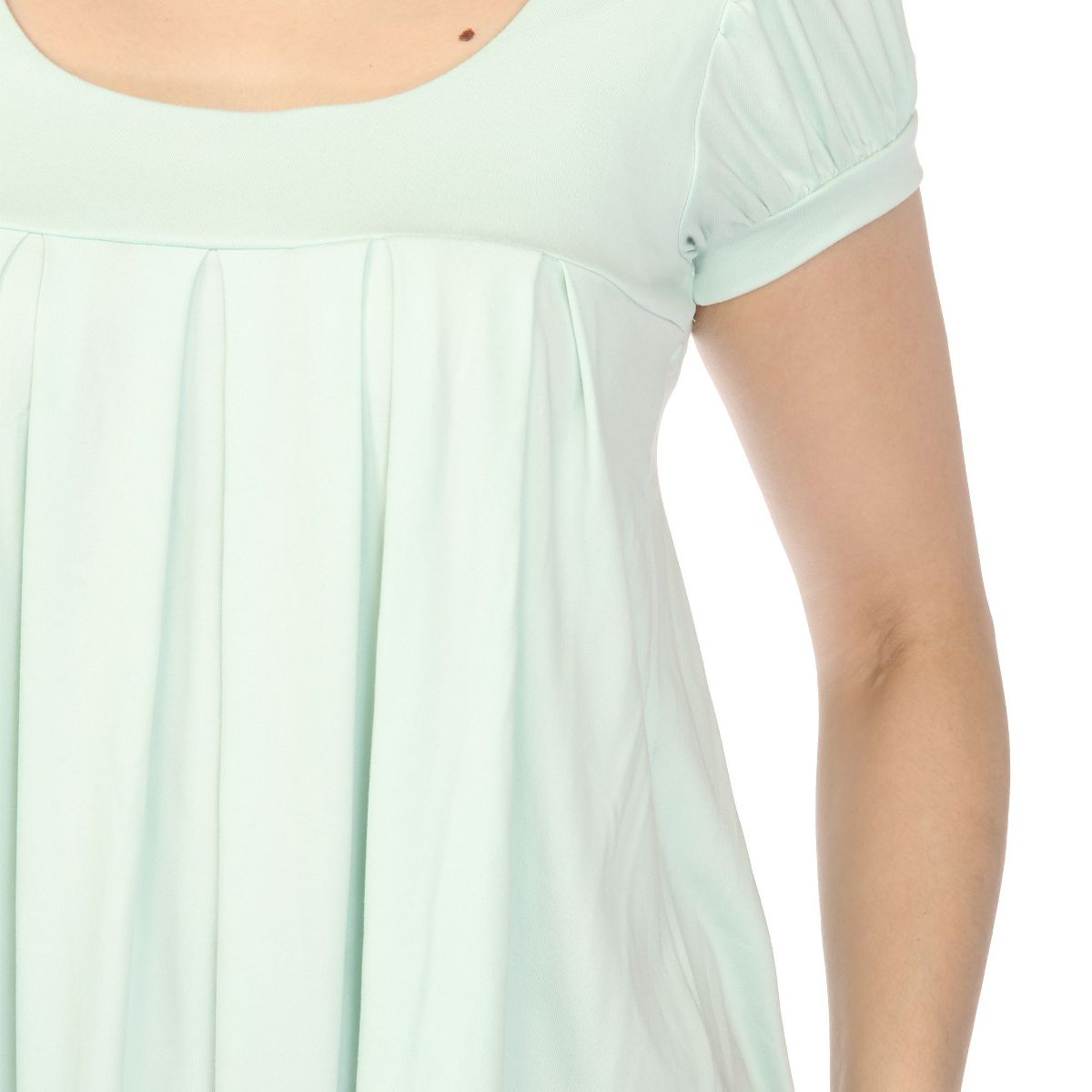 Women's Cap Sleeve Pleated Top -White Mark - thumbnail 3