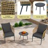 Aghana Digitals 3-Piece PE Wicker Bistro Set with Cushioned Chairs, Tempered Glass Table, Anti-Slip - 4 of 4