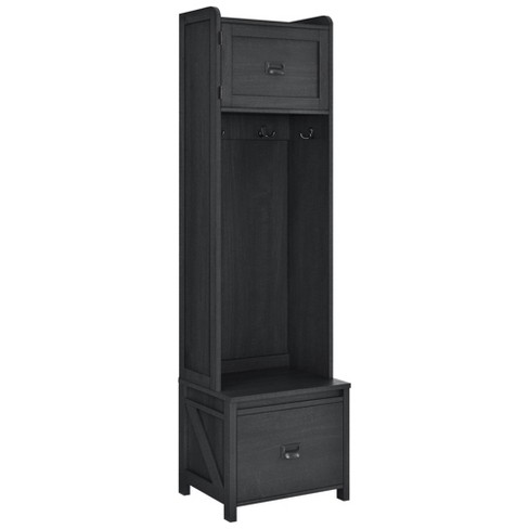 Black hall tree outlet with storage bench