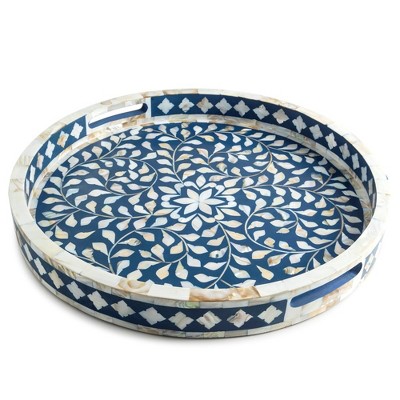 Jodhpur Mother of Pearl Decorative Tray, Blue