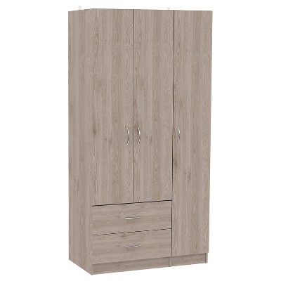 Depot E-Shop 3 Doors Armoire, Two Drawers, Metal Rod