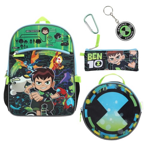 Ben 10 5 pc backpack Circle Novelty Lunch Kit Dangle Carabiner And Utility Case Youth Backpack Set Target