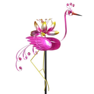 65" Metal Flamingo Spinner Stake Pink - Exhart