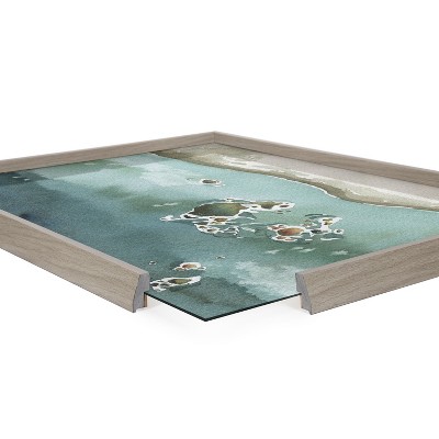 Rocky Shores Coastal Glass Print with Gray Frame, 18x24