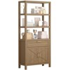 TROPOW 71" Bookshelf and Bookcase with Doors, 5 Tier Tall Bookshelf Storage with Cabinet and Drawer, Farmhouse Book Shelf with Storage Cabinet, walnut - 4 of 4