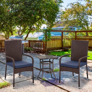 Maggift Patio Accent Chairs, Rattan Outdoor Chairs Set of Two with Cushions for Lawns, Gardens and Porches, Blue, 22" * 23.6" * 37.4" - 1 of 4