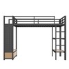 Racxily Loft Bed Frame with Wardrobe,Metal Loft Bed with Storage Shelves and Pegboard,Black - 4 of 4