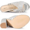 BLISSFUL STEP Women's Glitter Chunky Heel Open Toe Slide Sandals - 4 of 4