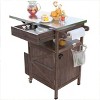 YOOCOZZ Outdoor Fir Wood Rolling Grill Cart with Stainless Steel Top, Drop Leaf and Large Storage Space - 2 of 4