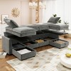 126" Modular U-Shaped Sectional Sofa with Storage Seat, Faux Double-Layer Cushions, 6-Piece Free combination Sofa Bed - 3 of 4