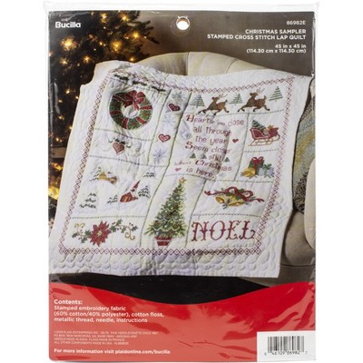 Bucilla Stamped Cross Stitch Lap Quilt 45"X45"-Christmas Sampler