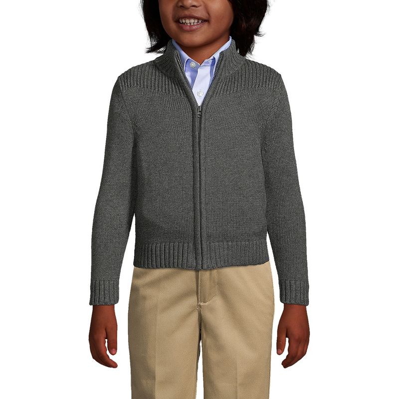 Lands' End School Uniform Kids Cotton Modal Zip Front Cardigan Sweater, 3 of 6