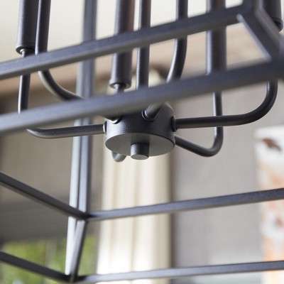 Noir Finish 6-Light Textured Black Glass Entry Pendant