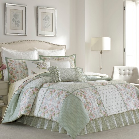 Bramble Floral 7-Piece Green Cotton King Comforter Bonus Set