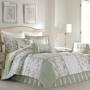 Green Harper Comforter Set (Full) - Laura Ashley