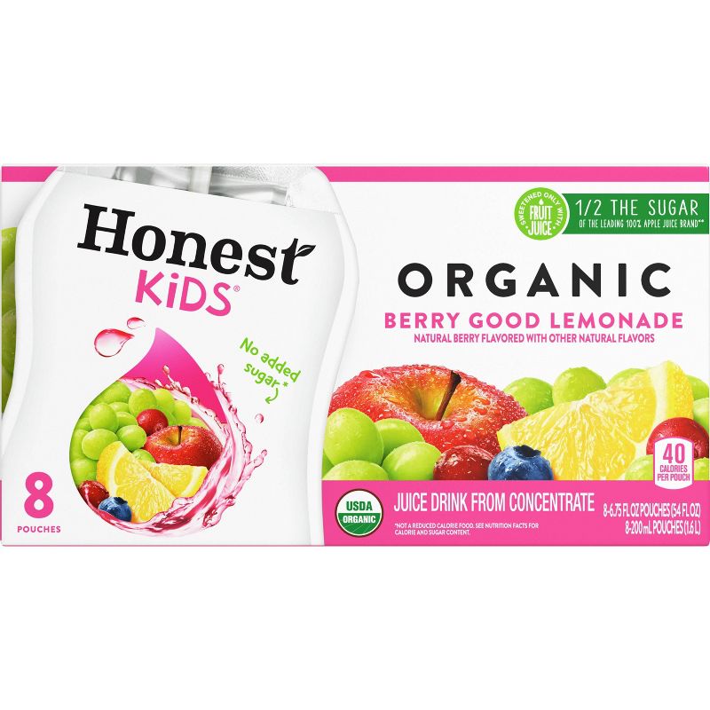 Honest Kids Berry Berry Good Lemonade Organic Juice Drinks - 8pk/6.75 fl oz Pouches, 3 of 10