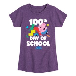 Girls' - Peppa Pig - George 100th Day of School Fitted Short Sleeve Graphic T-Shirt - 1 of 4