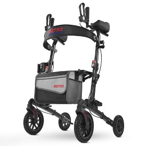 Metro Mobility Lightweight Rollator Walkers with Big Front Shock-Absorbing Honeycomb Wheels,Foldable Rolling Walker with Seat,Drive Walker for Seniors - 1 of 4
