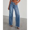Women's Wide Leg Jeans High Waisted Strechy Raw Hem Zimbaplatinum Denim Pants With Pockets - 2 of 4