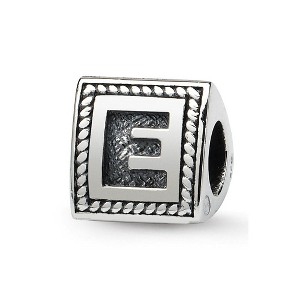 Black Bow Jewelry Triangle Block, Letter E Sterling Silver Bead Charm - 1 of 3